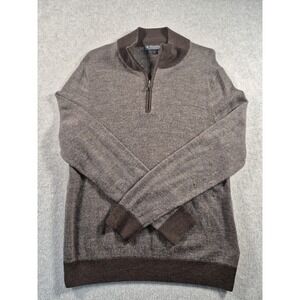 Brooks Brothers Sweater Men's Large Extra Fine Italian Merino Wool 1/4 Zip